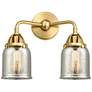 Nouveau 2 Bell 5" 2 Light 13" Bath Light - Satin Gold - Silver Me