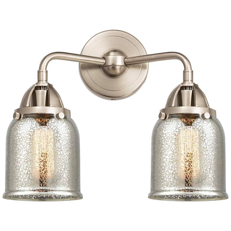 Image 1 Nouveau 2 Bell 5" 2 Light 13" Bath Light - Satin Nickel - Silver