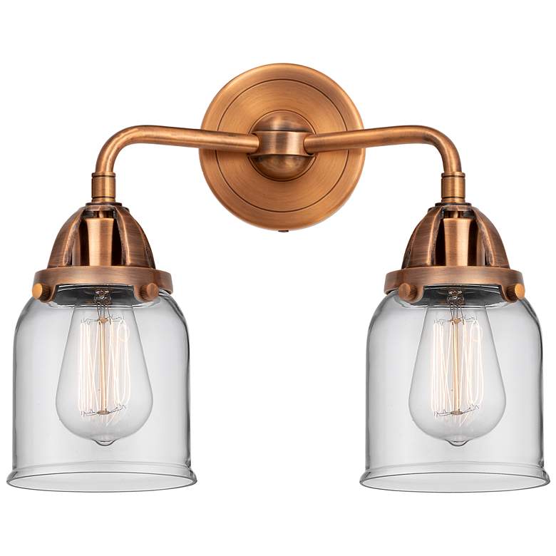 Image 1 Nouveau 2 Bell 5" 2 Light 13" LED Bath Light - Antique Copper - C