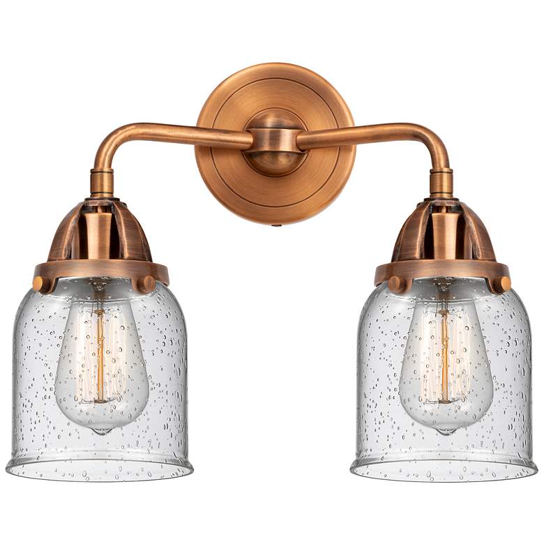 Image 1 Nouveau 2 Bell 5" 2 Light 13" LED Bath Light - Antique Copper - S
