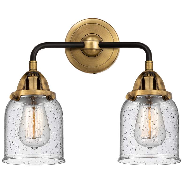 Image 1 Nouveau 2 Bell 5" 2 Light 13" LED Bath Light - Black Brass - Seed