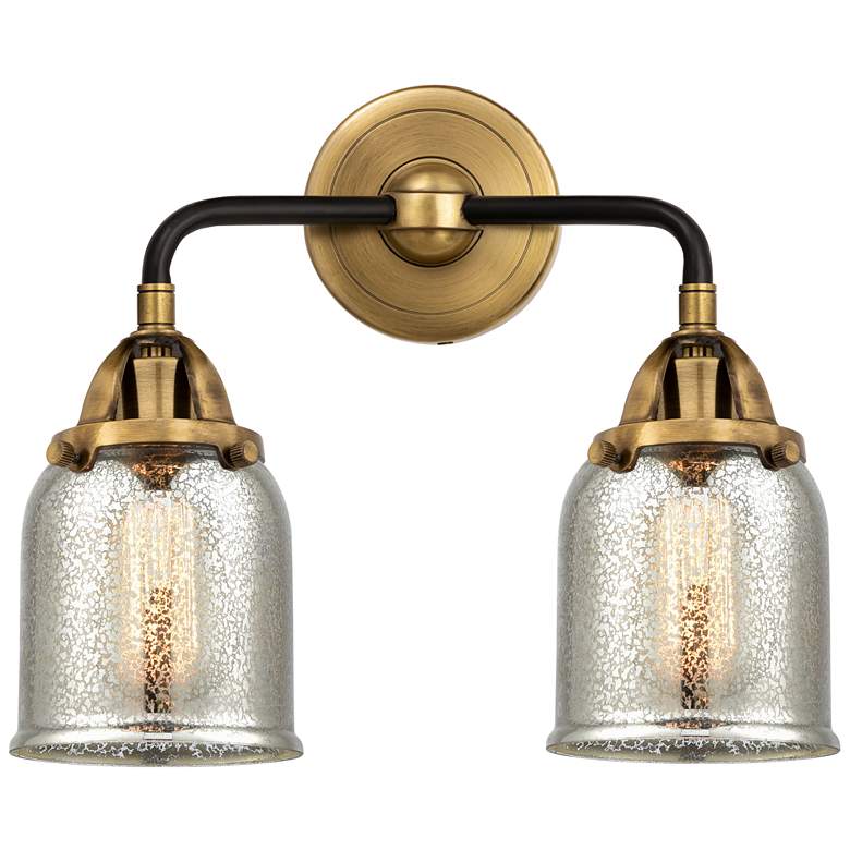 Image 1 Nouveau 2 Bell 5" 2 Light 13" LED Bath Light - Black Brass - Silv