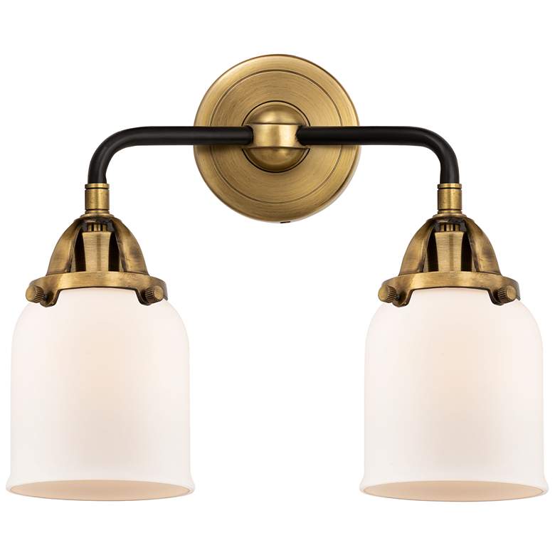 Image 1 Nouveau 2 Bell 5" 2 Light 13" LED Bath Light - Black Brass - Whit