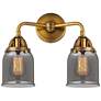 Nouveau 2 Bell 5" 2 Light 13" LED Bath Light - Brushed Brass - Sm