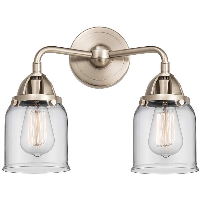 Image 1 Nouveau 2 Bell 5" 2 Light 13" LED Bath Light - Brushed Satin Nick