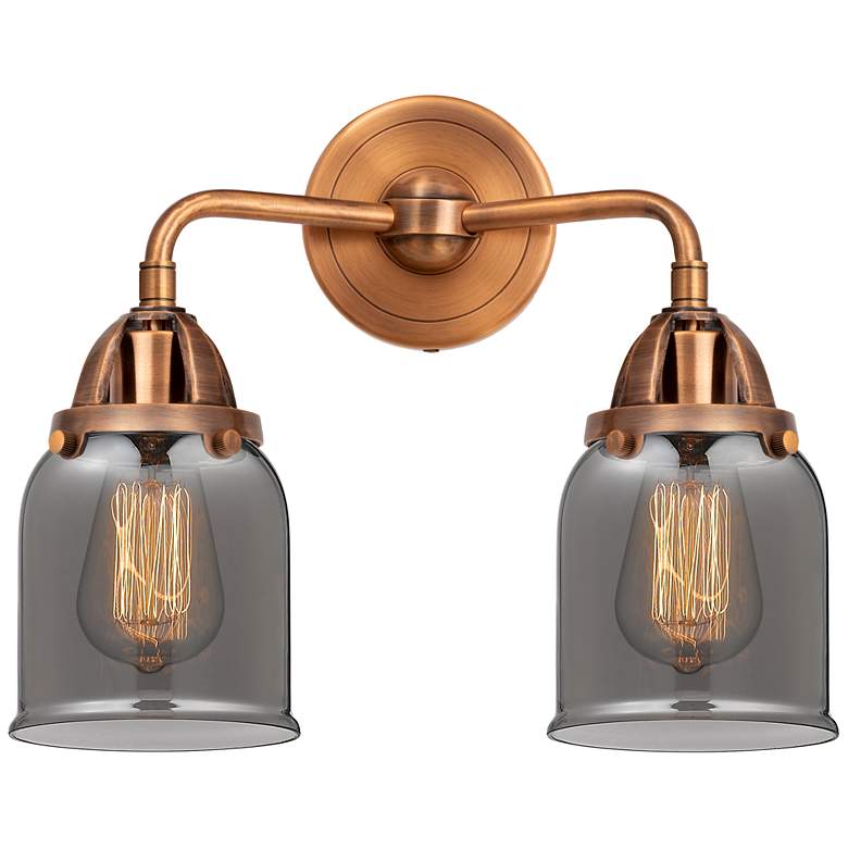 Image 1 Nouveau 2 Bell 5" 2 Light 13" LED Bath Light - Copper - Smoke Sha