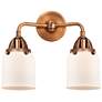 Nouveau 2 Bell 5" 2 Light 13" LED Bath Light - Copper - White Sha