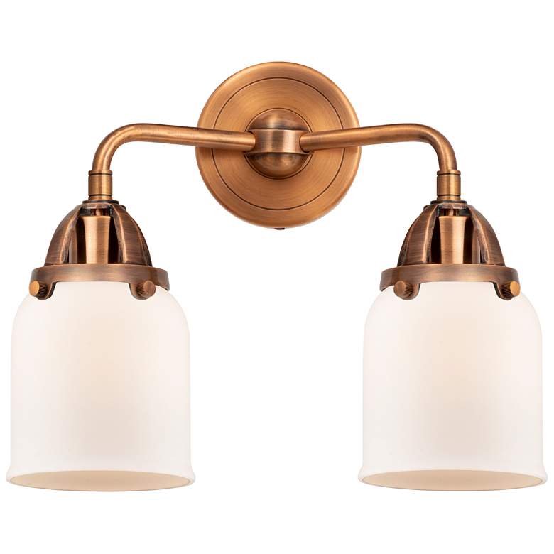 Image 1 Nouveau 2 Bell 5" 2 Light 13" LED Bath Light - Copper - White Sha