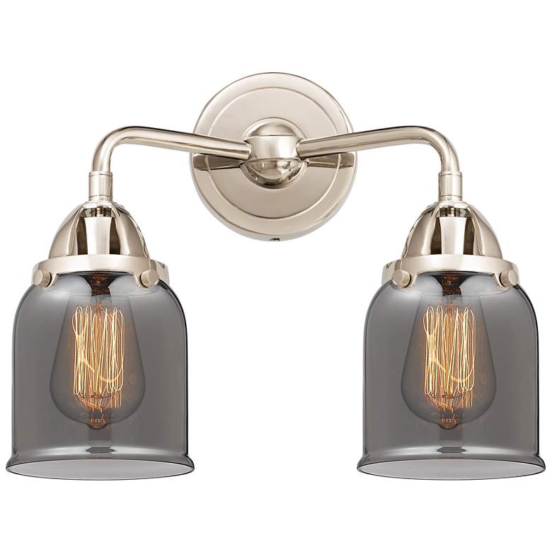 Image 1 Nouveau 2 Bell 5" 2 Light 13" LED Bath Light - Polished Nickel -