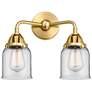 Nouveau 2 Bell 5" 2 Light 13" LED Bath Light - Satin Gold - Clear