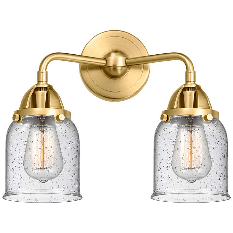 Image 1 Nouveau 2 Bell 5" 2 Light 13" LED Bath Light - Satin Gold - Seedy