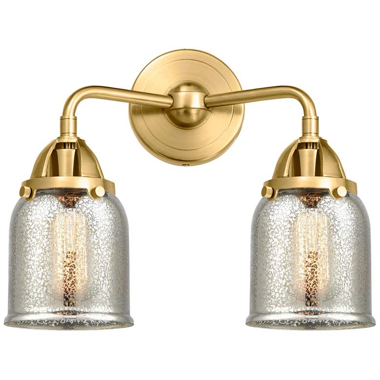 Image 1 Nouveau 2 Bell 5" 2 Light 13" LED Bath Light - Satin Gold - Silve