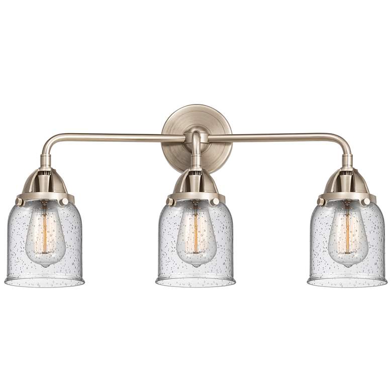 Image 1 Nouveau 2 Bell 5" 3 Light 23" Bath Light - Brushed Satin Nickel -