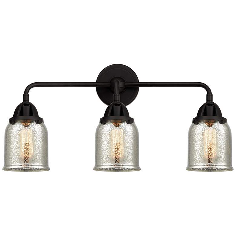 Image 1 Nouveau 2 Bell 5" 3 Light 23" Bath Light - Matte Black - Silver M