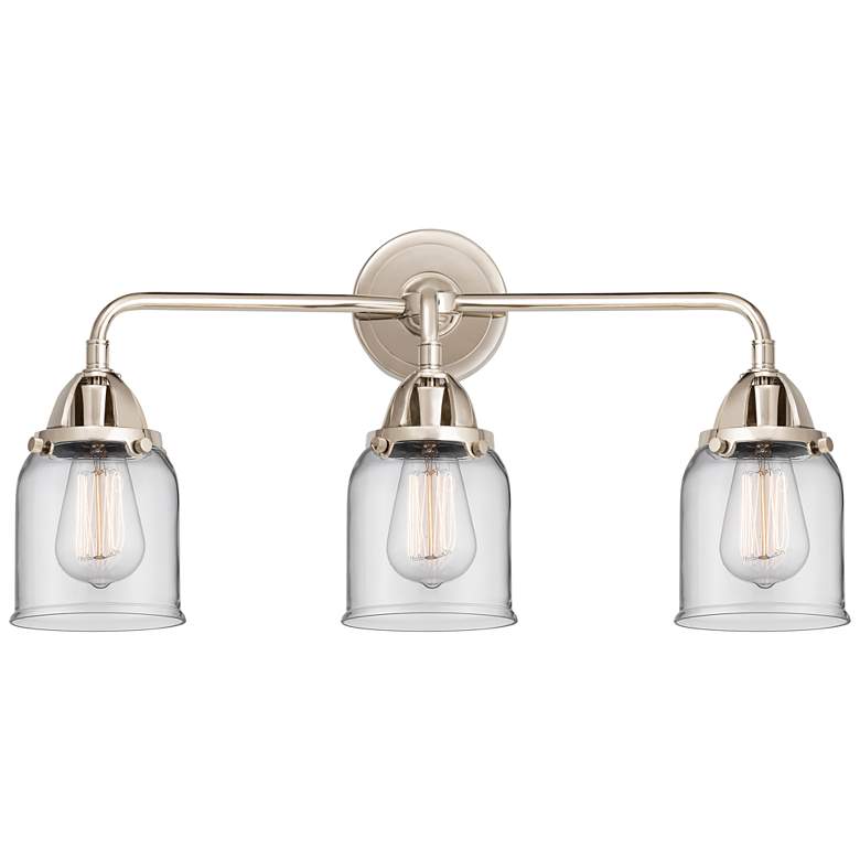 Image 1 Nouveau 2 Bell 5" 3 Light 23" Bath Light - Polished Nickel - Clea