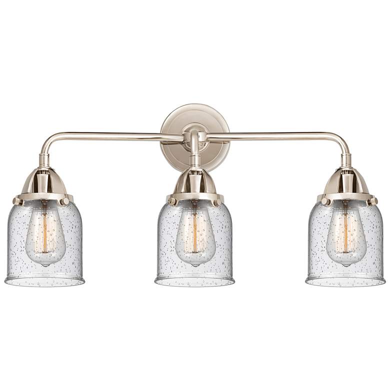 Image 1 Nouveau 2 Bell 5" 3 Light 23" Bath Light - Polished Nickel - Seed