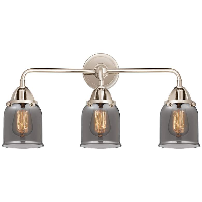 Image 1 Nouveau 2 Bell 5" 3 Light 23" Bath Light - Polished Nickel - Smok