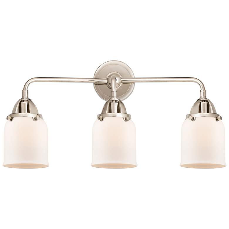 Image 1 Nouveau 2 Bell 5" 3 Light 23" Bath Light - Polished Nickel - Whit