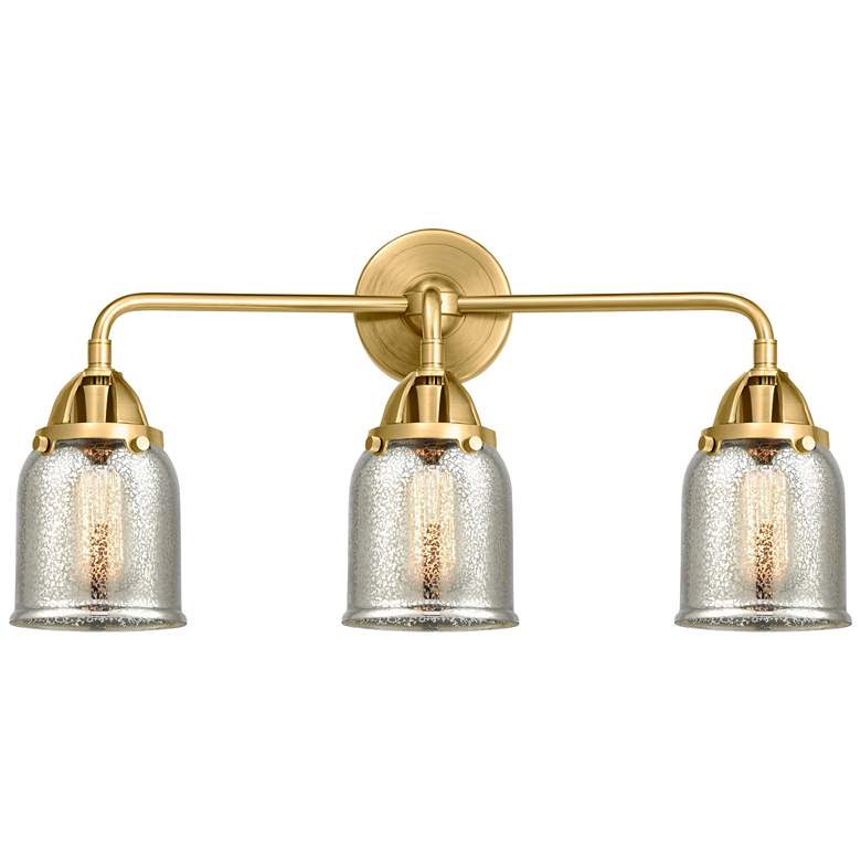 Image 1 Nouveau 2 Bell 5 inch 3 Light 23 inch Bath Light - Satin Gold - Silver Me
