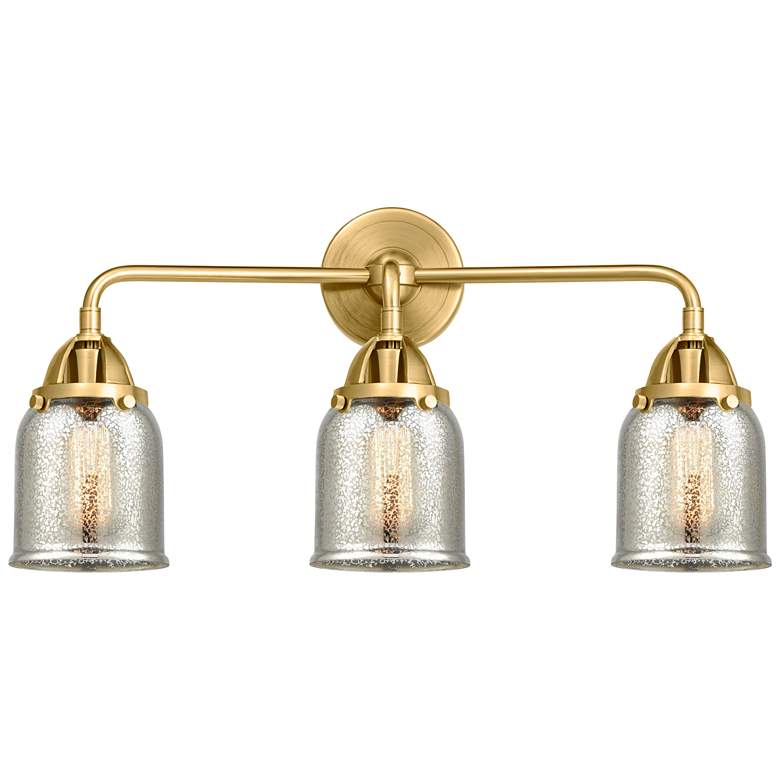 Image 1 Nouveau 2 Bell 5" 3 Light 23" Bath Light - Satin Gold - Silver Me