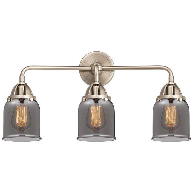 Image 1 Nouveau 2 Bell 5" 3 Light 23" LED Bath Light - Brushed Satin Nick