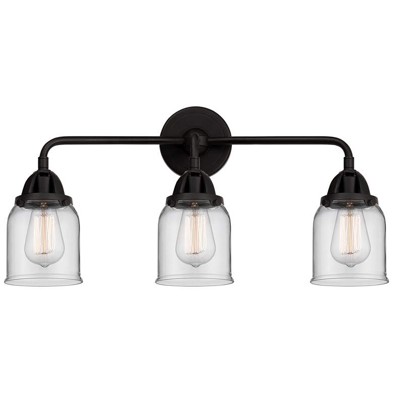 Image 1 Nouveau 2 Bell 5" 3 Light 23" LED Bath Light - Matte Black - Clea