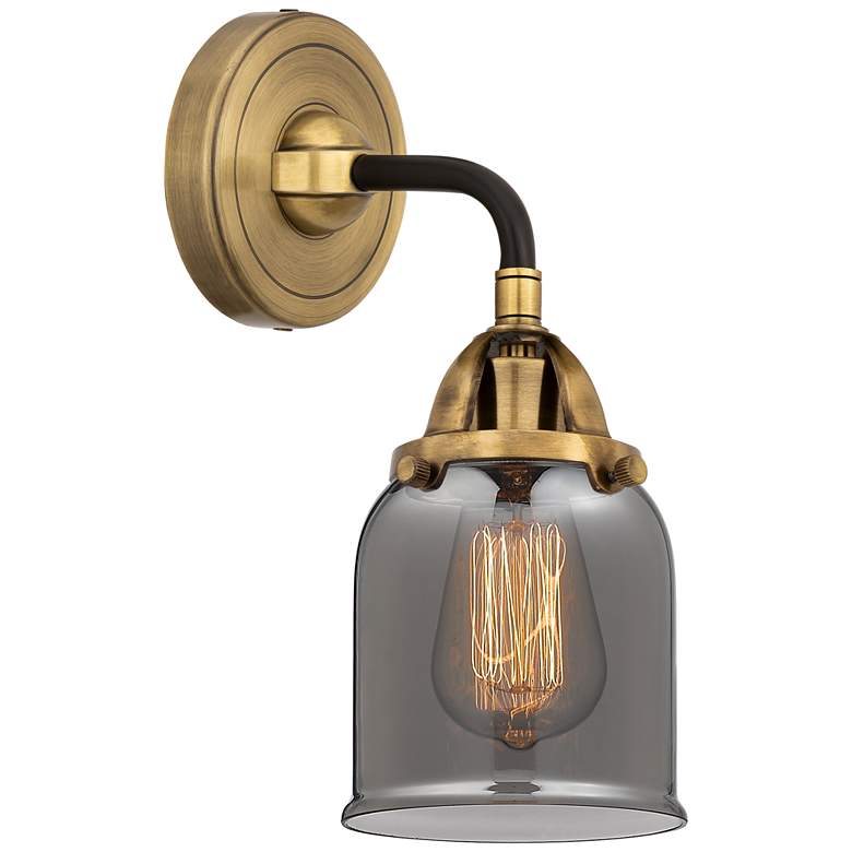 Image 1 Nouveau 2 Bell 5" Incandescent Sconce - Black Brass Finish - Smoke Sha