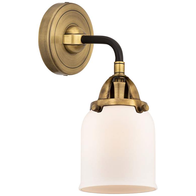 Image 1 Nouveau 2 Bell 5" Incandescent Sconce - Black Brass Finish - White Sha