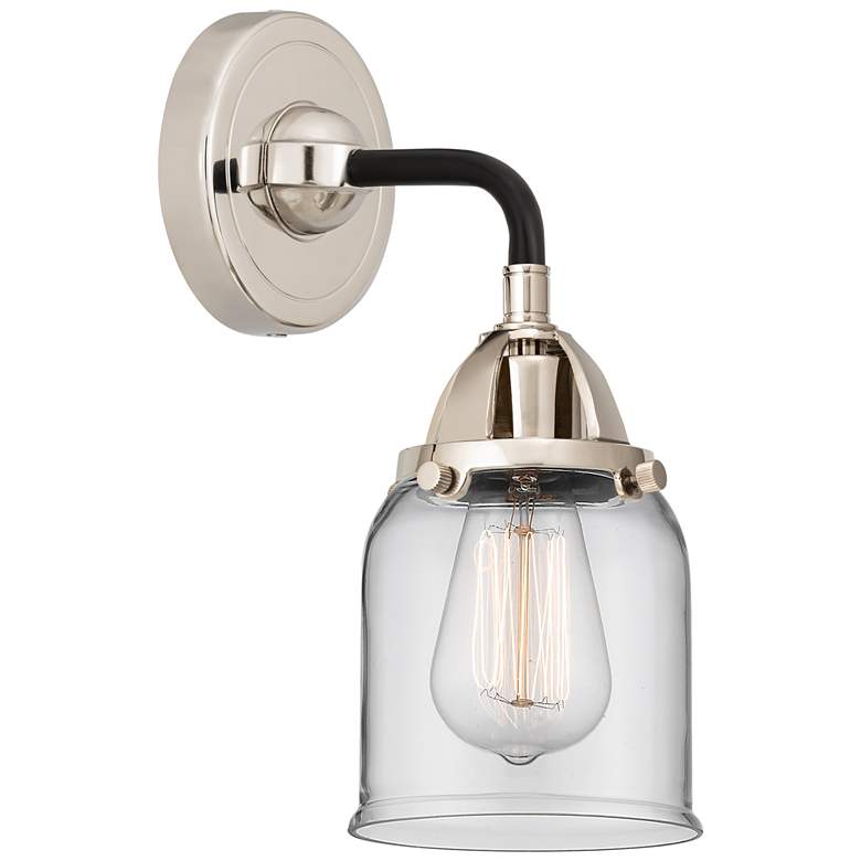 Image 1 Nouveau 2 Bell 5" Incandescent Sconce - Black Nickel Finish - Clear Sh