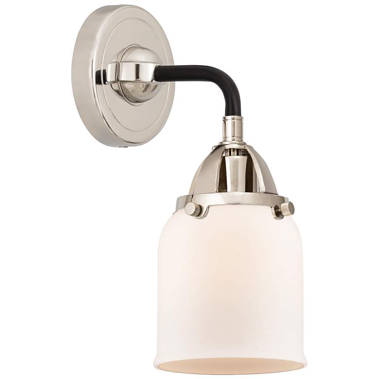 Image 1 Nouveau 2 Bell 5" Incandescent Sconce - Black Nickel Finish - White Sh