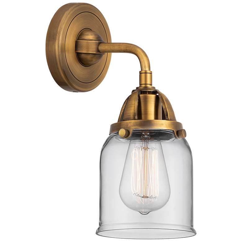 Image 1 Nouveau 2 Bell 5" Incandescent Sconce - Brass Finish - Clear Shade