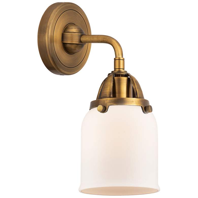 Image 1 Nouveau 2 Bell 5" Incandescent Sconce - Brass Finish - Matte White Sha