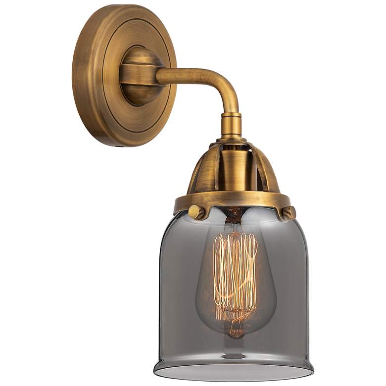 Image 1 Nouveau 2 Bell 5" Incandescent Sconce - Brass Finish - Plated Smoke Sh