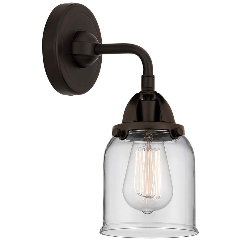 Image 1 Nouveau 2 Bell 5" Incandescent Sconce - Bronze Finish - Clear Shade