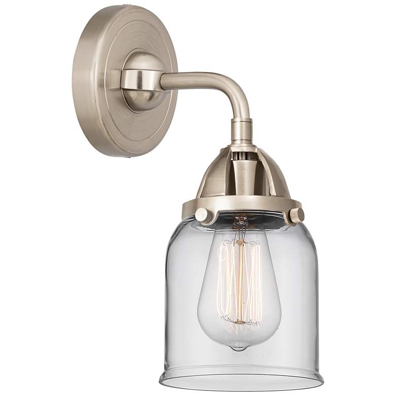 Image 1 Nouveau 2 Bell 5" Incandescent Sconce - Nickel Finish - Clear Shade