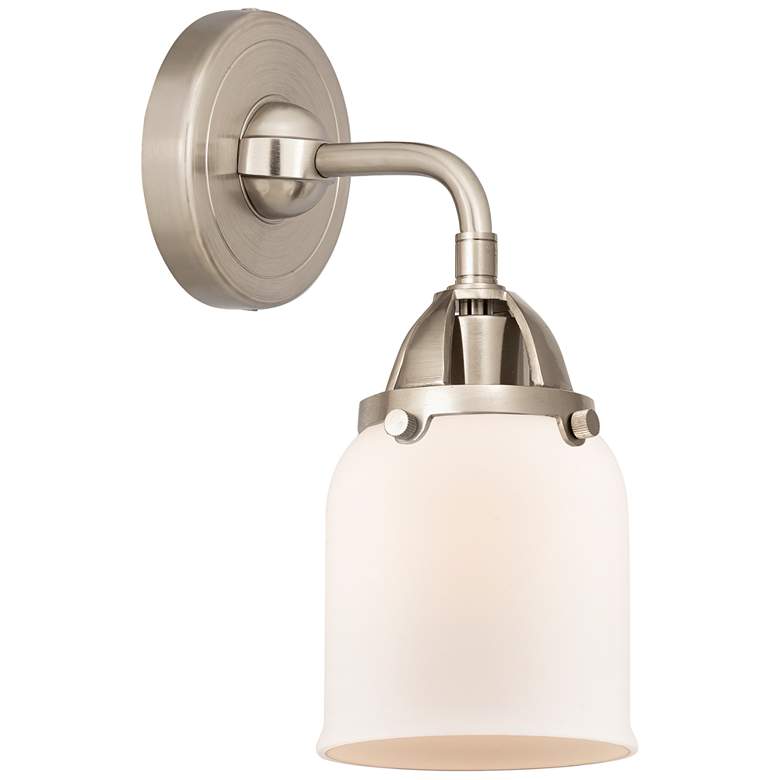 Image 1 Nouveau 2 Bell 5" Incandescent Sconce - Nickel Finish - Matte White Sh