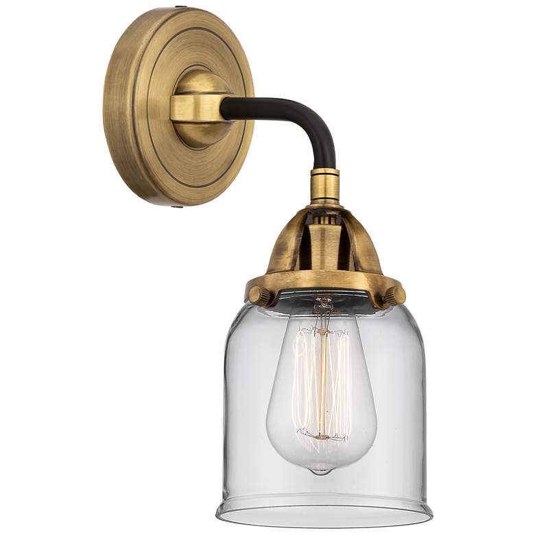 Image 1 Nouveau 2 Bell 5" LED Sconce - Black Brass Finish - Clear Shade