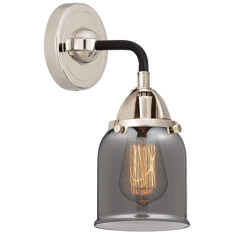 Image 1 Nouveau 2 Bell 5" LED Sconce - Black Nickel Finish - Plated Smoke Shad