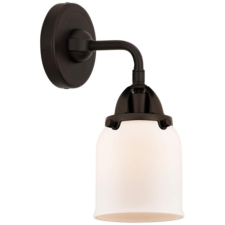 Image 1 Nouveau 2 Bell 5 inch LED Sconce - Bronze Finish - Matte White Shade