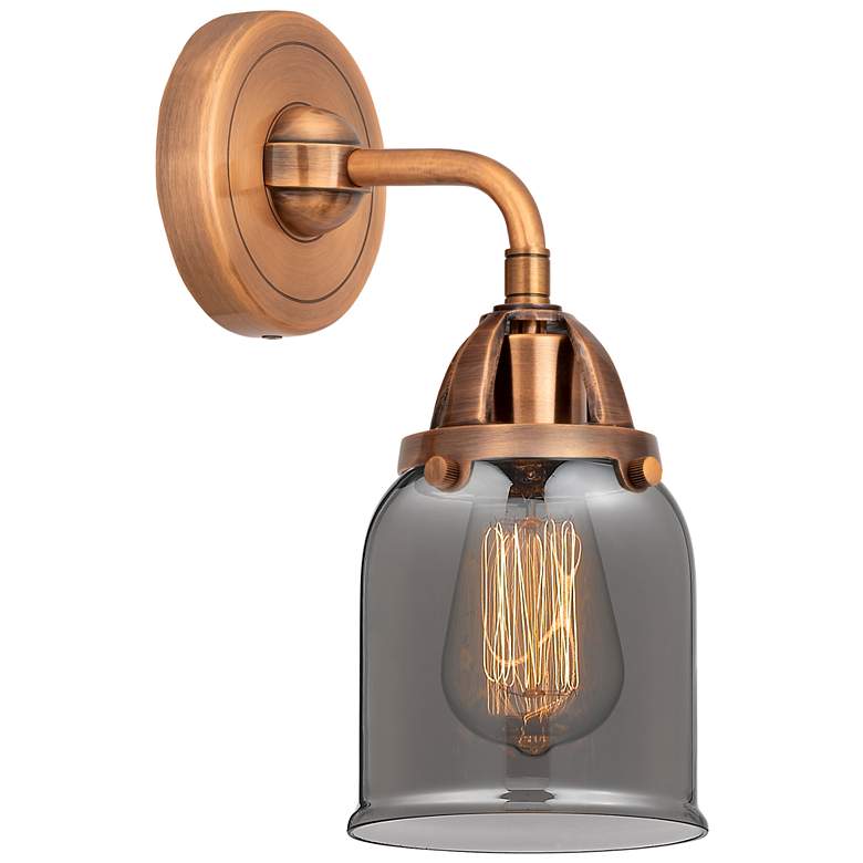 Image 1 Nouveau 2 Bell 5" LED Sconce - Copper Finish - Plated Smoke Shade