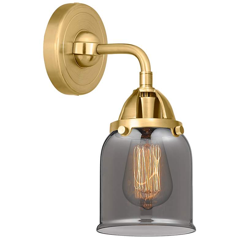 Image 1 Nouveau 2 Bell 5 inch LED Sconce - Gold Finish - Plated Smoke Shade