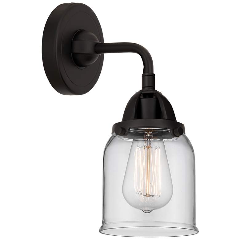 Image 1 Nouveau 2 Bell 5" LED Sconce - Matte Black Finish - Clear Shade
