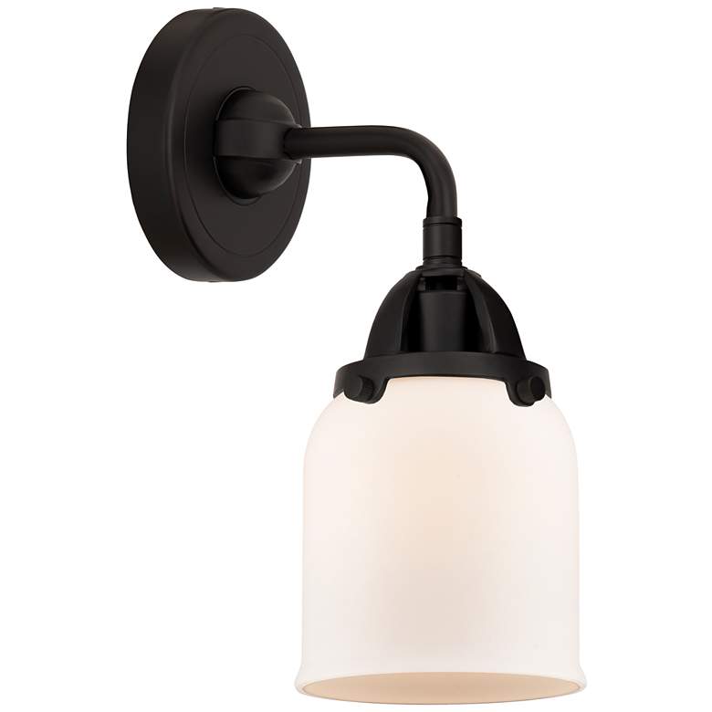 Image 1 Nouveau 2 Bell 5" LED Sconce - Matte Black Finish - Matte White Shade