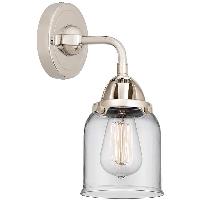 Image 1 Nouveau 2 Bell 5" LED Sconce - Nickel Finish - Clear Shade
