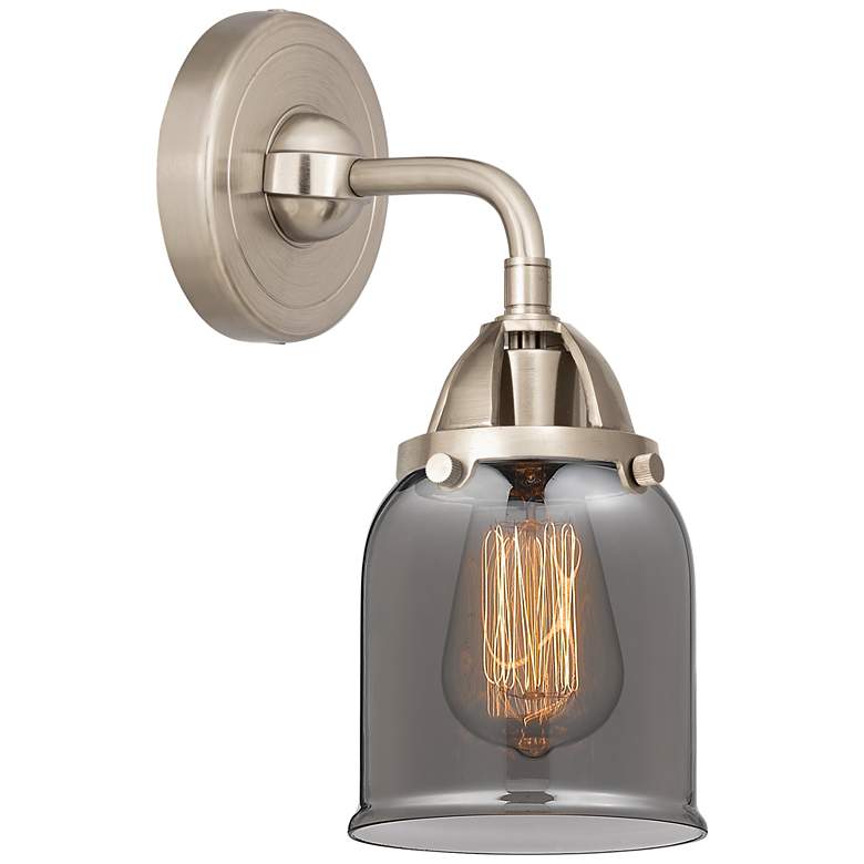 Image 1 Nouveau 2 Bell 5" LED Sconce - Nickel Finish - Plated Smoke Shade