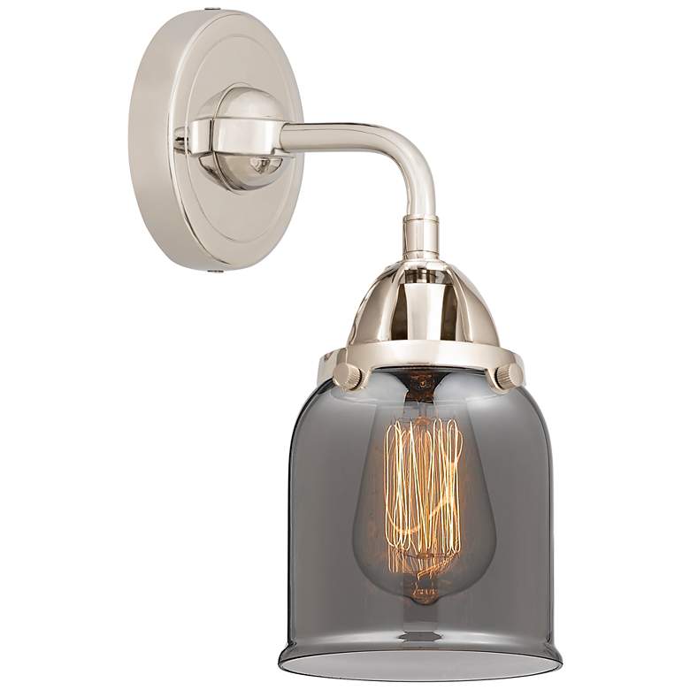 Image 1 Nouveau 2 Bell 5 inch LED Sconce - Nickel Finish - Plated Smoke Shade