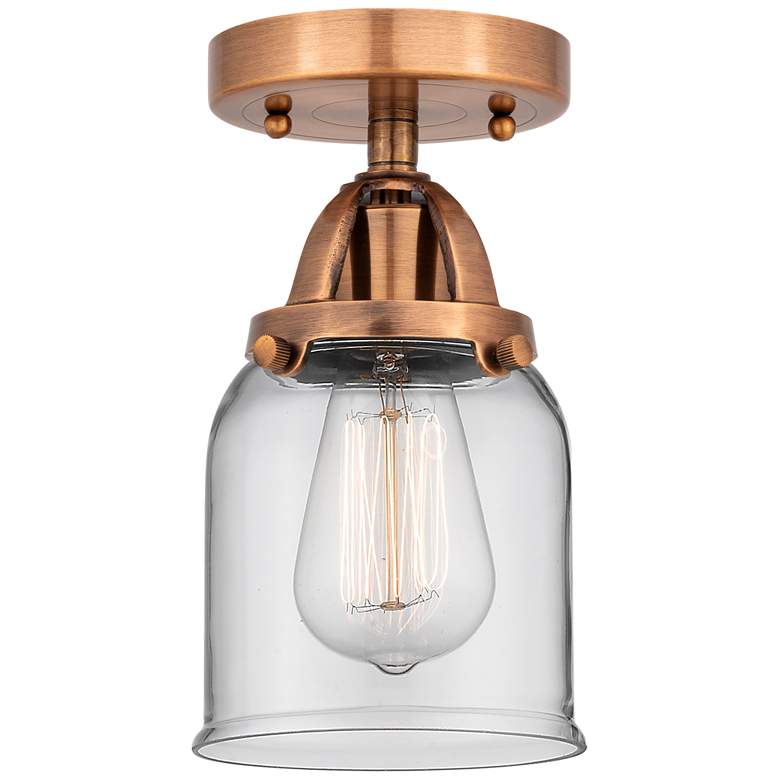 Image 1 Nouveau 2 Bell 5" LED Semi-Flush Mount - Antique Copper - Clear Shade