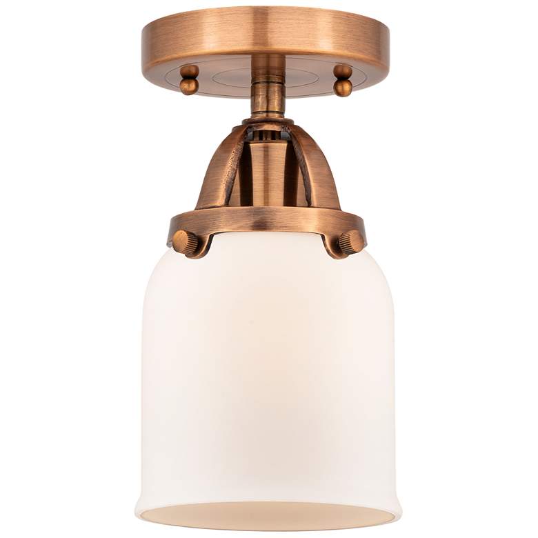 Image 1 Nouveau 2 Bell 5" LED Semi-Flush Mount - Antique Copper - Matte White