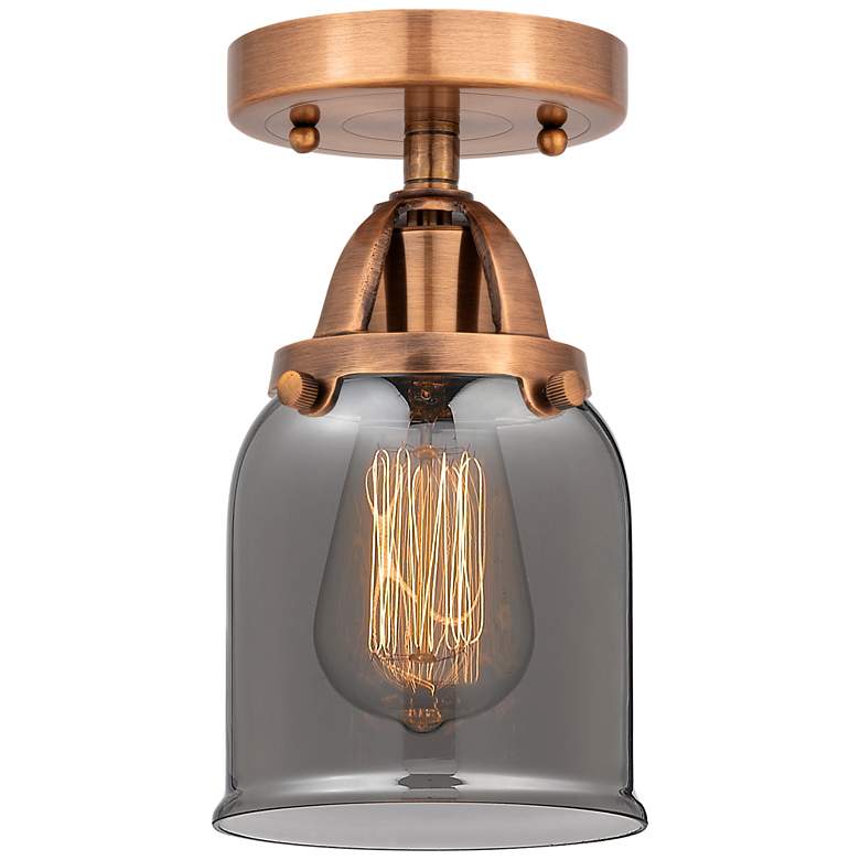 Image 1 Nouveau 2 Bell 5" LED Semi-Flush Mount - Antique Copper - Plated Smoke