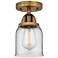 Nouveau 2 Bell 5" LED Semi-Flush Mount - Brushed Brass - Clear Shade